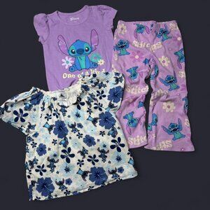 Disney Lilo and Stitch Top and Casual Wear Set Blue Purple Size 4T